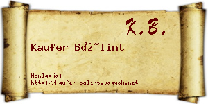 Kaufer Bálint névjegykártya