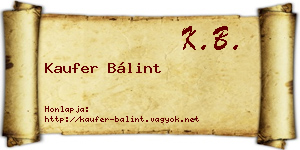 Kaufer Bálint névjegykártya